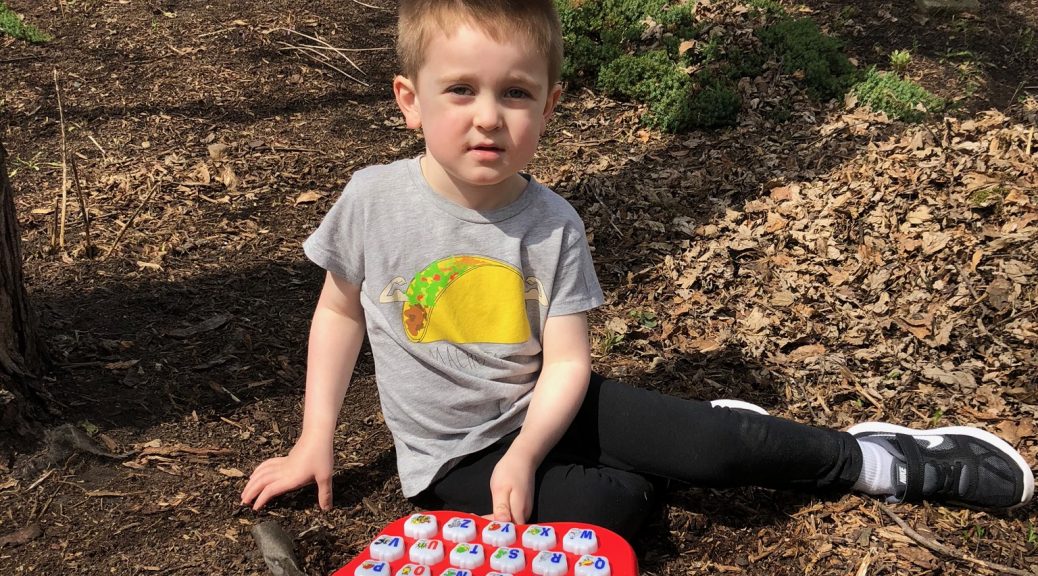 Declan playing in the back yard